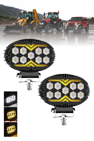 2 Adet 20W 9 LED Oval Off Road Çakar Modlu Aydınlatma Ledi Çalışma Lambası Demir Döküm Siyah Renk