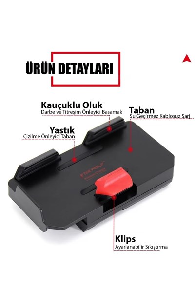 BMW GS Ve Universal Uyumlu Kablosuz Şarjlı Telefon Tutacağı Tüm Yıllar ABS Plastik Siyah Kırmızı Renk