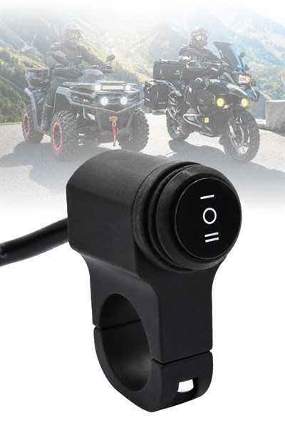 Gidon Anahtarı Tek Fonksiyonlu Aç Kapa Tuşlu Motosiklet Sis Farı Off Road Led Kontrol Switchi Gidon Bağlantılı Kablolu Demir Döküm Siyah Renk