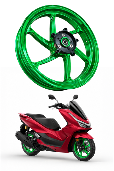Honda Pcx Uyumlu 2li Ön Arka Jant Seti Cnc Parlak Yeşil