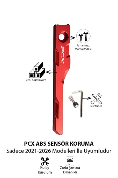 Honda Pcx Uyumlu Abs Sensör Koruma 2021-2026 Cnc Kırmızı