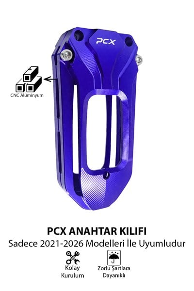 Honda Pcx Uyumlu Anahtar Kılıfı 2021-2026 Cnc Mavi