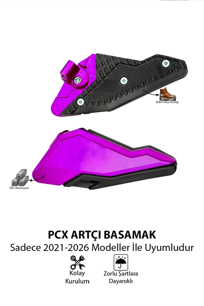 Honda Pcx Uyumlu Artçı Basamak 2021-2026 Cnc Mor