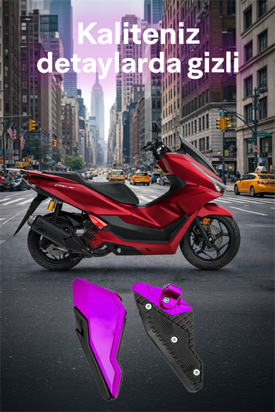 Honda Pcx Uyumlu Artçı Basamak 2021-2026 Cnc Mor