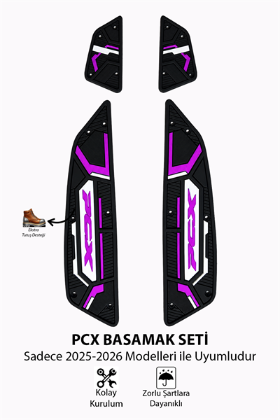 Honda Pcx Uyumlu Basamak Seti 2025-2026 Silikon V2 Mor