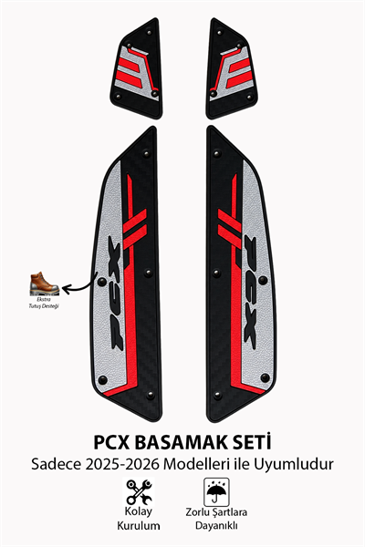 Honda Pcx Uyumlu Basamak Seti 2025-2026 Silikon V1 Kırmızı