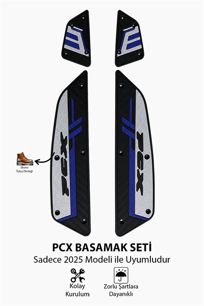 Honda Pcx Uyumlu Basamak Seti 2025-2026 Silikon V1 Mavi