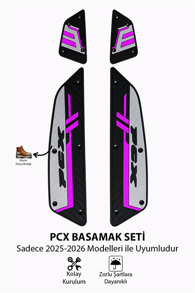 Honda Pcx Uyumlu Basamak Seti 2025-2026 Silikon V1 Mor