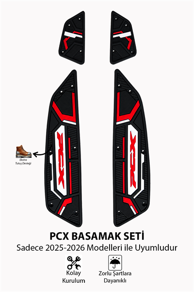 Honda Pcx Uyumlu Basamak Seti 2025-2026 Silikon V2 Kırmızı