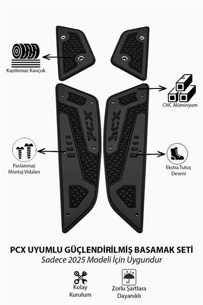 Honda Pcx Uyumlu Basamak Seti 2025 Cnc Siyah