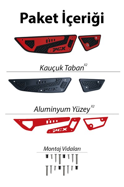 Honda Pcx Uyumlu Basamak Seti 2025 Cnc Kırmızı