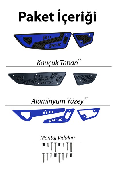 Honda Pcx Uyumlu Basamak Seti 2025 Cnc Mavi