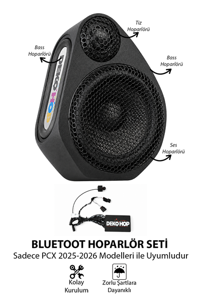 Honda Pcx Uyumlu Bluetooth Hoparlör Seti 2025-2026 Siyah
