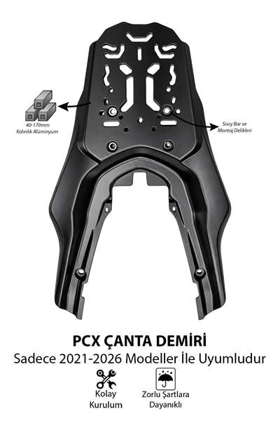 Honda Pcx Uyumlu Çanta Demiri 2021-2026 Siyah