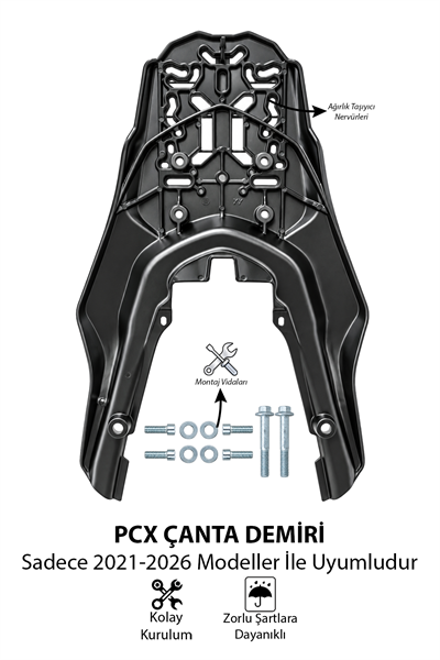 Honda Pcx Uyumlu Çanta Demiri 2021-2026 Siyah