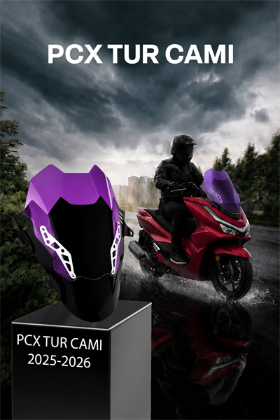 Honda Pcx Uyumlu Çift Katlı Spor Tur Camı Şeffaf 2025-2026 Mor