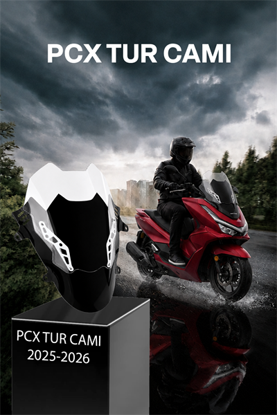 Honda Pcx Uyumlu Çift Katlı Spor Tur Camı Şeffaf 2025-2026 Şeffaf