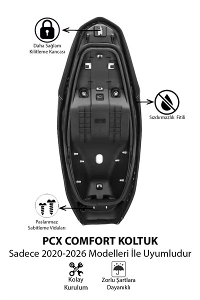 Honda Pcx Uyumlu Comfort Koltuk 2020-2026 Fiber Detay