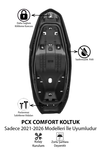 Honda Pcx Uyumlu Comfort Koltuk 2021-2026 Fiber Detay