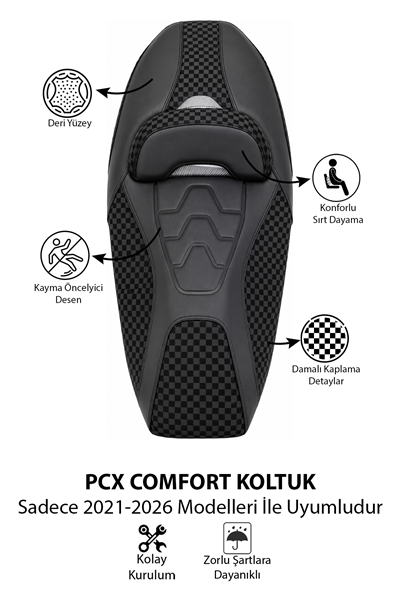 Honda Pcx Uyumlu Comfort Koltuk 2021-2026 Dama Tasarım Detaylı