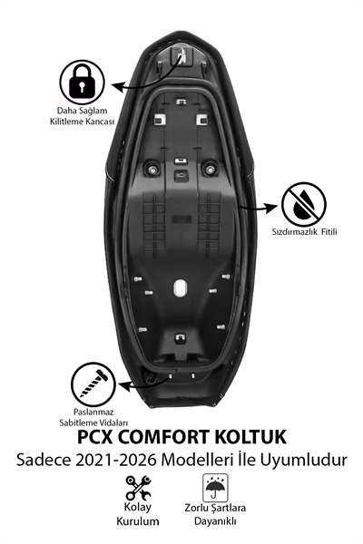 Honda Pcx Uyumlu Comfort Koltuk 2021-2026 Dama Tasarım Detaylı