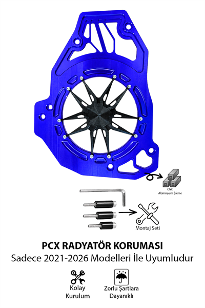 Honda Pcx Uyumlu Deniz Yıldızı Radyatör Koruması 2021-2026 Cnc Mavi