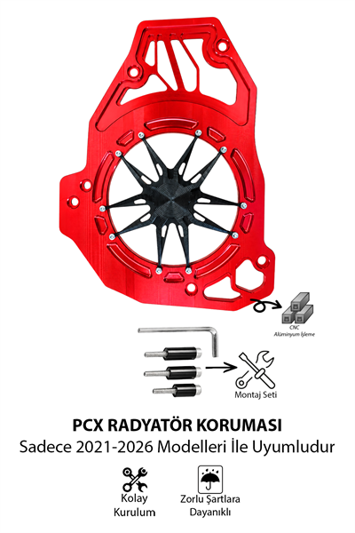 Honda Pcx Uyumlu Deniz Yıldızı Radyatör Koruması 2021-2026 Cnc Kırmızı