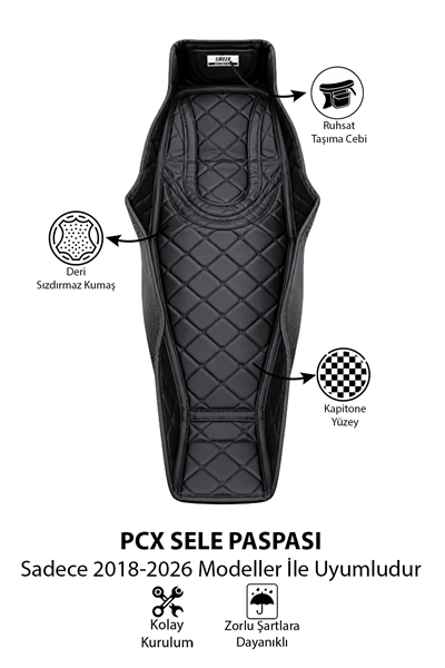 Honda Pcx Uyumlu Deri Bagaj Havuz Paspası 2018-2026 Siyah