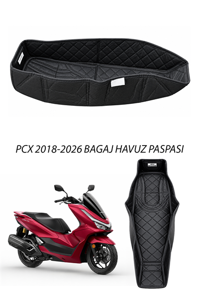 Honda Pcx Uyumlu Deri Bagaj Havuz Paspası 2018-2026 Siyah