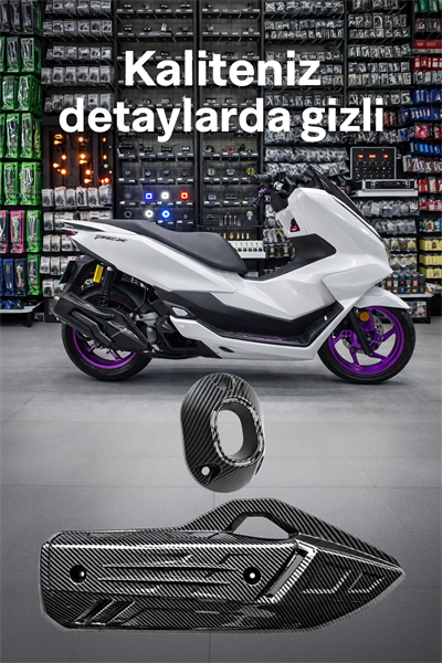 Honda Pcx Uyumlu Egzoz Koruma Set 2021-2026 Karbon Desen