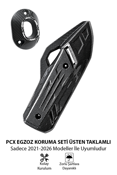Honda Pcx Uyumlu Egzoz Koruma Set 2021-2026 Karbon Desen