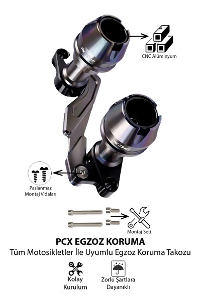 Honda Pcx Uyumlu Egzoz Koruma Takozu 2021-2026 Cnc Titanyum
