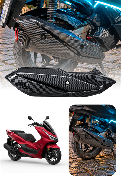Honda Pcx Uyumlu Egzoz Koruma V2 2021-2026 Karbon Desen