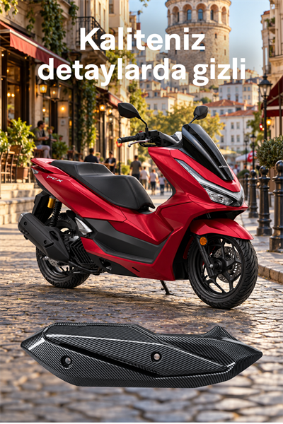 Honda Pcx Uyumlu Egzoz Koruma V2 2021-2026 Karbon Desen