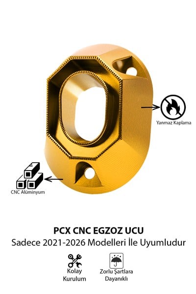 Honda Pcx Uyumlu Egzoz Ucu 2021-2026 Cnc Gold