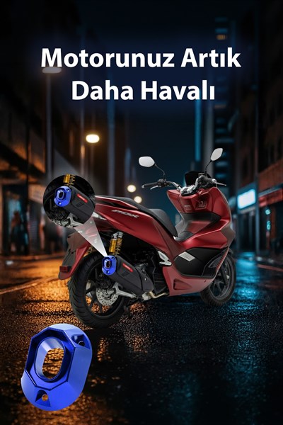Honda Pcx Uyumlu Egzoz Ucu 2021-2026 Cnc Mavi