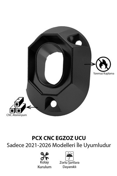 Honda Pcx Uyumlu Egzoz Ucu 2021-2026 Cnc Siyah