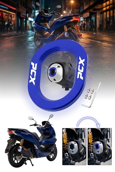 Honda Pcx Uyumlu Egzoz Ucu 2021-2026 Cnc Mavi
