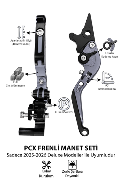 Honda Pcx Uyumlu El Frenli Manet 2025-2026 Cnc Titanyum