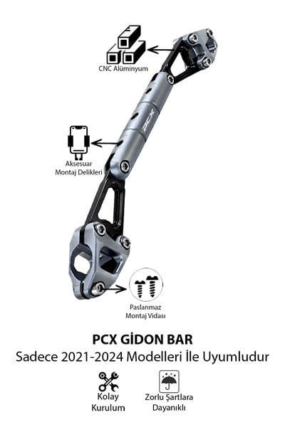 Honda Pcx Uyumlu Gidon Barı 2021-2024 Cnc Titanyum