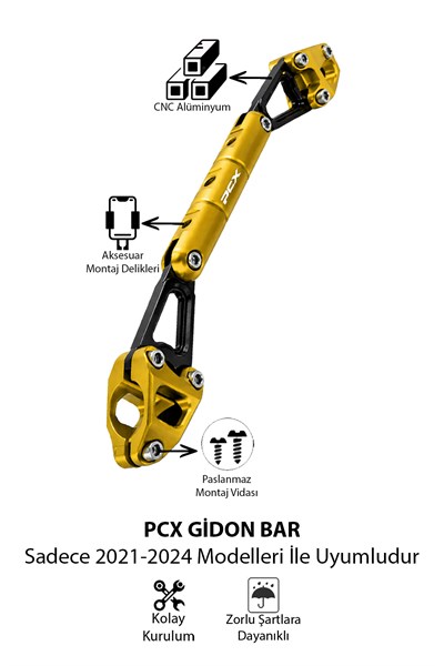 Honda Pcx Uyumlu Gidon Barı 2021-2024 Cnc Gold