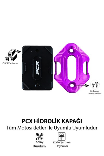 Honda Pcx Uyumlu Hidrolik Kapağı 2020-2026 Cnc Mor
