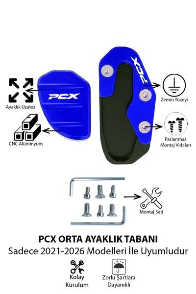 Honda Pcx Uyumlu Kaz Ayağı Koruyucu Seti 2021-2026 Cnc Mavi