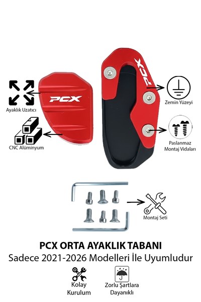 Honda Pcx Uyumlu Kaz Ayağı Koruyucu Seti 2021-2026 Cnc Kırmızı