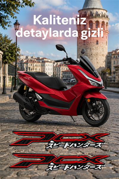 Honda Pcx Uyumlu Racin Decal Logo Sticker 2021-2026 Kırmızı