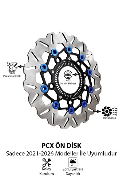 Honda Pcx Uyumlu Ön Disk 2021-2026 Cnc Mavi
