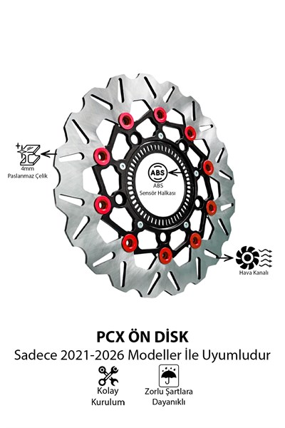 Honda Pcx Uyumlu Ön Disk 2021-2026 Cnc Kırmızı