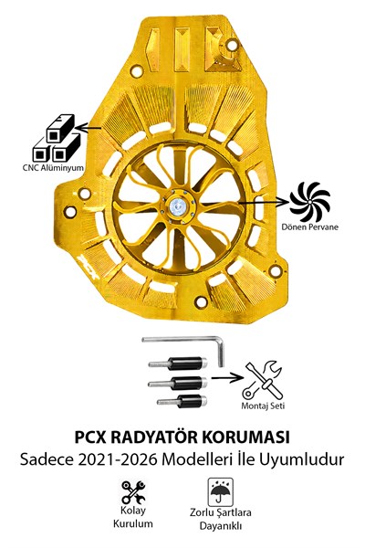 Honda Pcx Uyumlu Pervaneli Radyatör Koruması 2021-2026 Cnc Gold