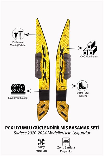 Honda Pcx Uyumlu Premium Basamak Seti 2021-2024 Cnc Gold