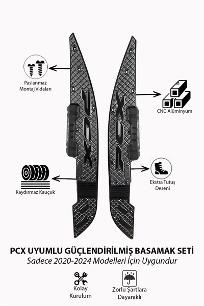 Honda Pcx Uyumlu Premium Basamak Seti 2021-2024 Cnc Siyah